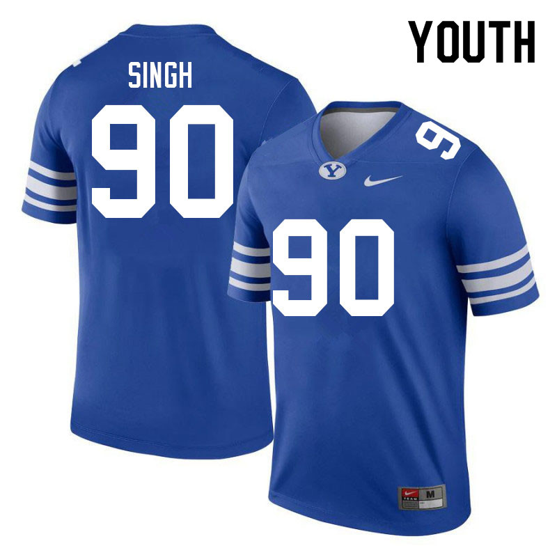 Youth #90 Joshua Singh BYU Cougars College Football Jerseys Sale-Royal - Click Image to Close